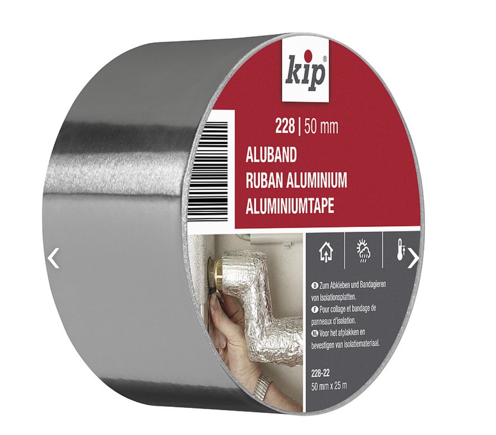 KIP 228 Aluminiumtape 30µ zilver 25m1 50mm 228-22 (9 rol/ds)