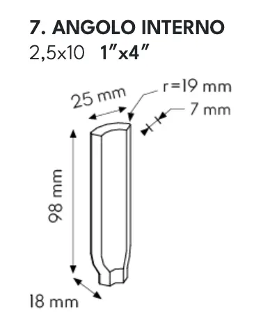 CESI MATT ANGOLO INTERNO COVE BASE 2,5x10 (nr.7) Testa di Moro (per stuk)