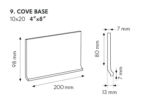 CESI MATT 10x20 COVE BASE (nr.9) Caramello (per stuk)