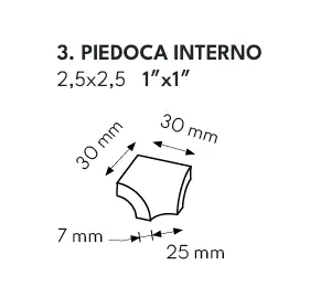 CESI MATT PIE'D'OCA INTERNA 2,5x2,5 (nr.3) Aloe (per stuk)