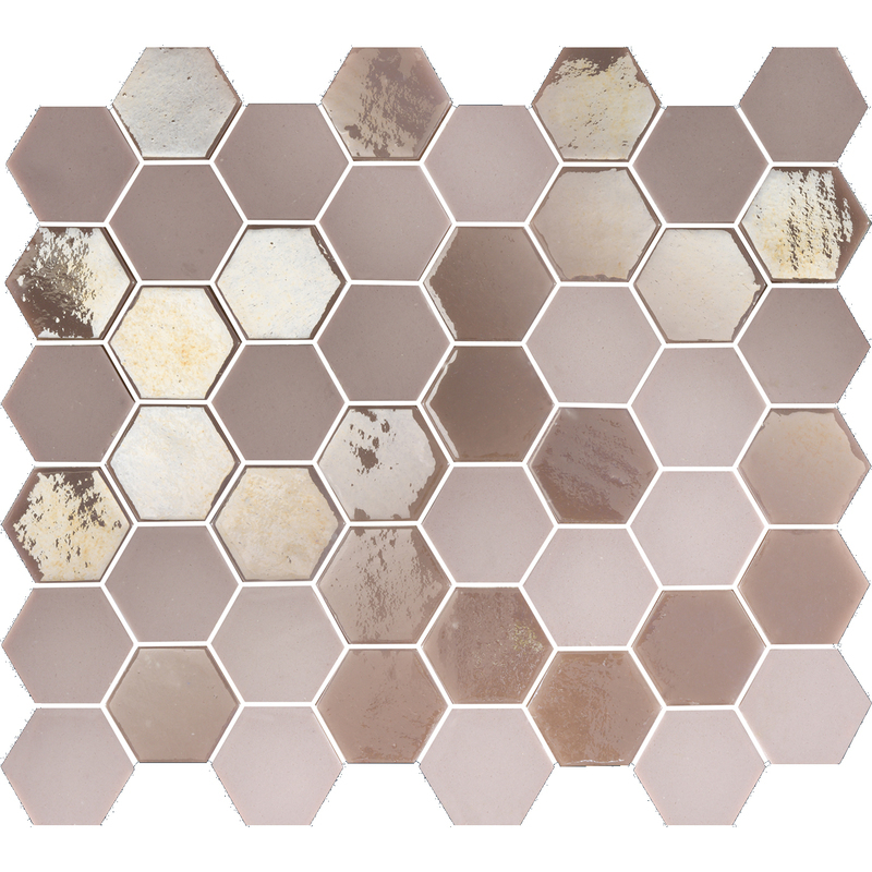 TMF Valencia Hexagon Roze 43x49x5mm (1m²/11vel/ds)