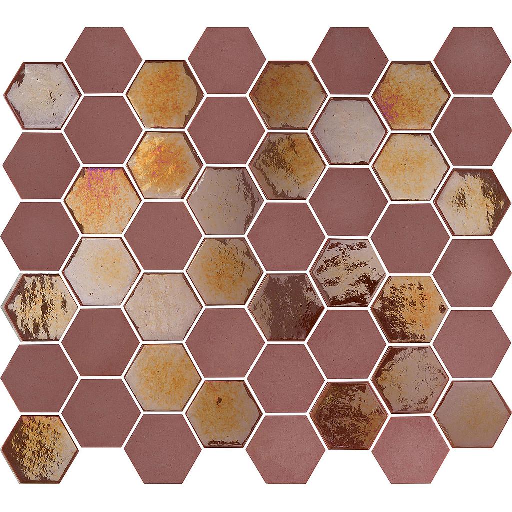 TMF VALENCIA (VAL012) Hexagon Burgundy 43x49x5mm (1m²/11vel/doos)