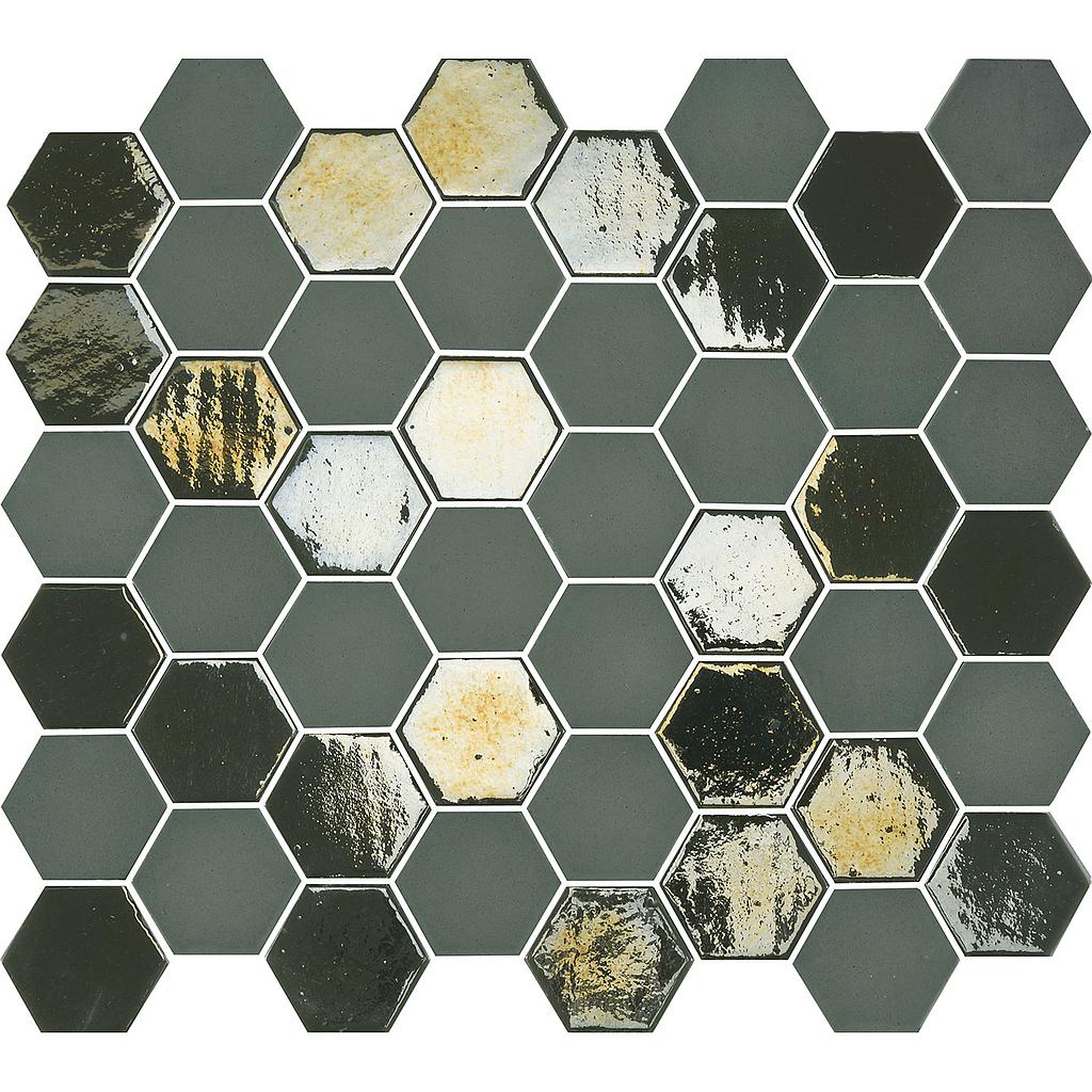 TMF VALENCIA (VAL182) Hexagon Khaki 43x49x5mm (1m²/11vel/doos)