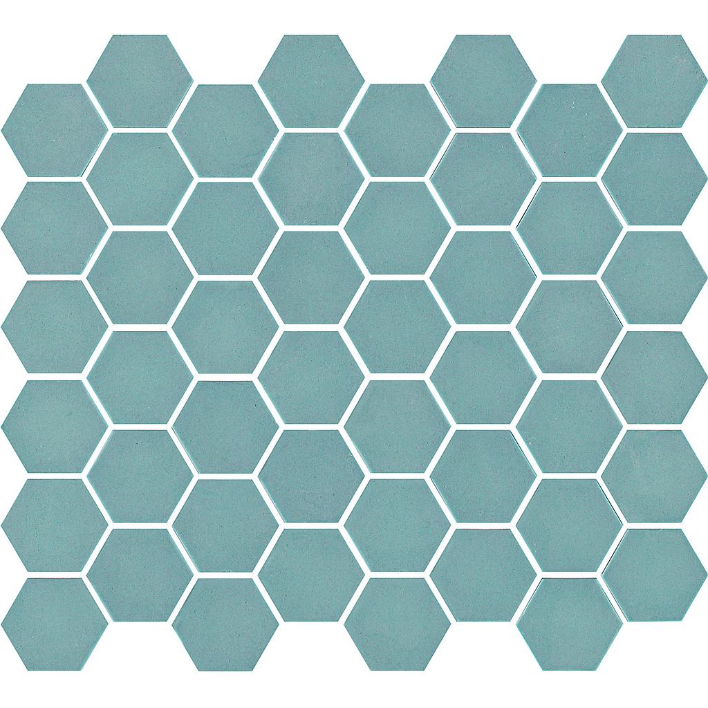 TMF VALENCIA (VAL25M) Hexagon Turquoise 43x49x5mm (1m²/11vel/doos)