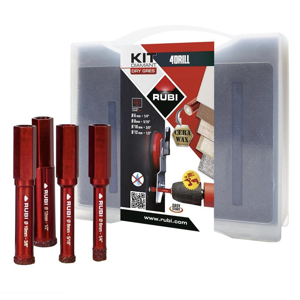 RUBI KIT Mini DRYGRES 4DRILL Wonder Diamantboren (6/8/10/12mm)