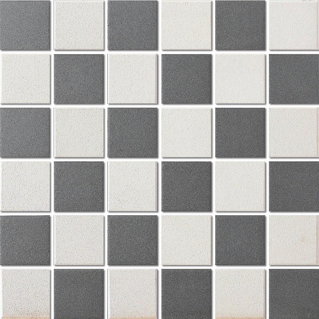 TMF LONDON (LO1010S1017) Super wit + zwart Vierkant 48x48x6mm. (0,96m²/10vel/doos)