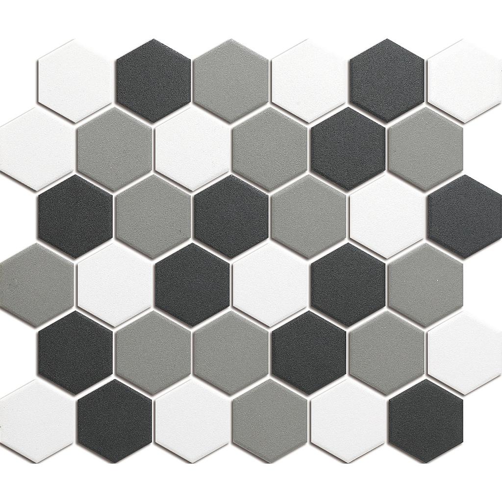 TMF LONDON (LOH10MIX3) Hexagon Contrast mix 51x59x6mm (0,913m²/10vel/doos)
