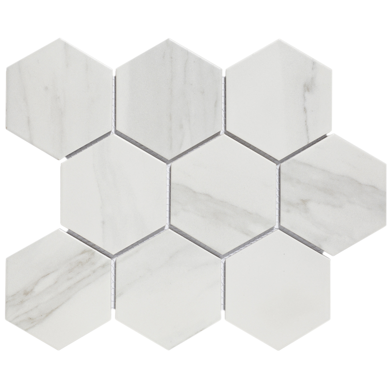 TMF BARCELONA (AMH95003) Hexagon Carrara Wit 95x110mm (0,76m²/10vel/doos)