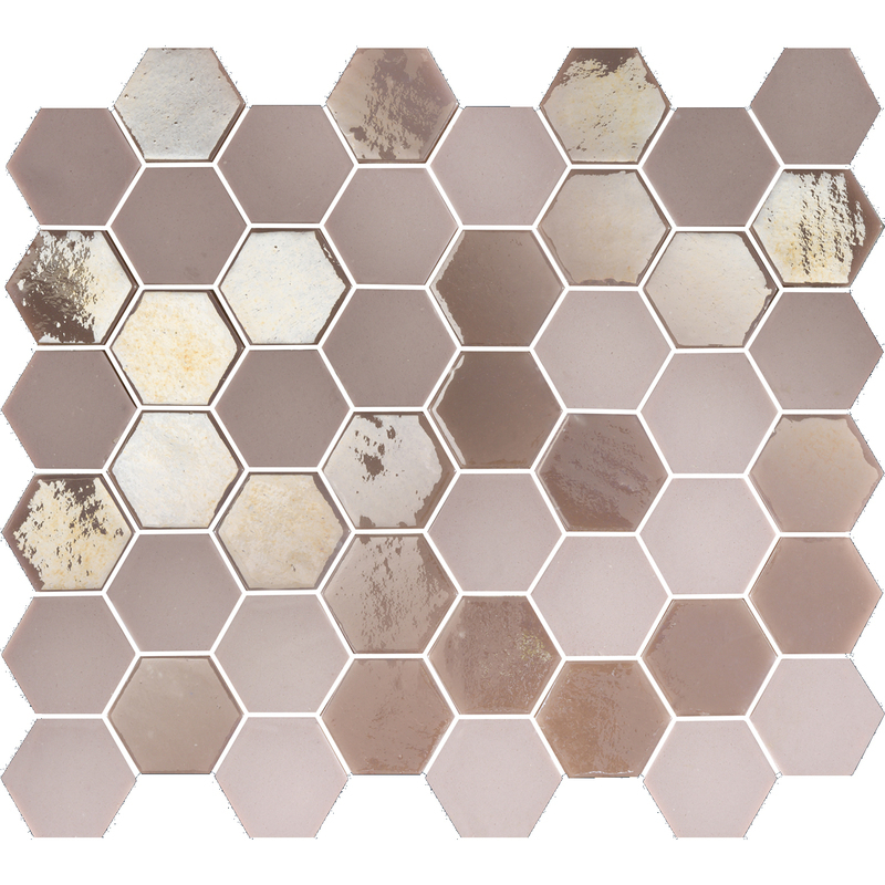 TMF VALENCIA (VAL008) Hexagon Roze 43x49x5mm (1m²/11vel/doos)