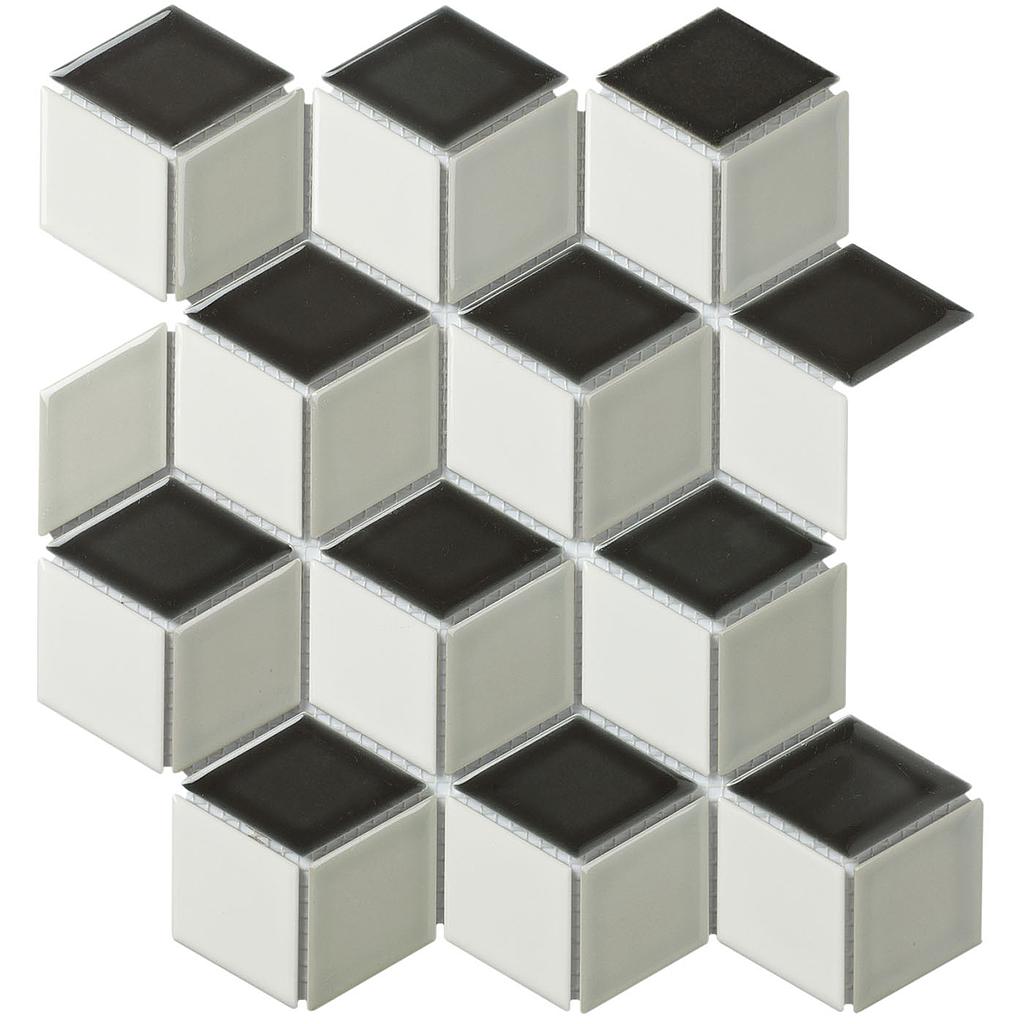 TMF PARIS (PACU MIX1) Cubic Wit,Grijs, Zwart Mix 48x81mm (0,81m²/10vel/doos)