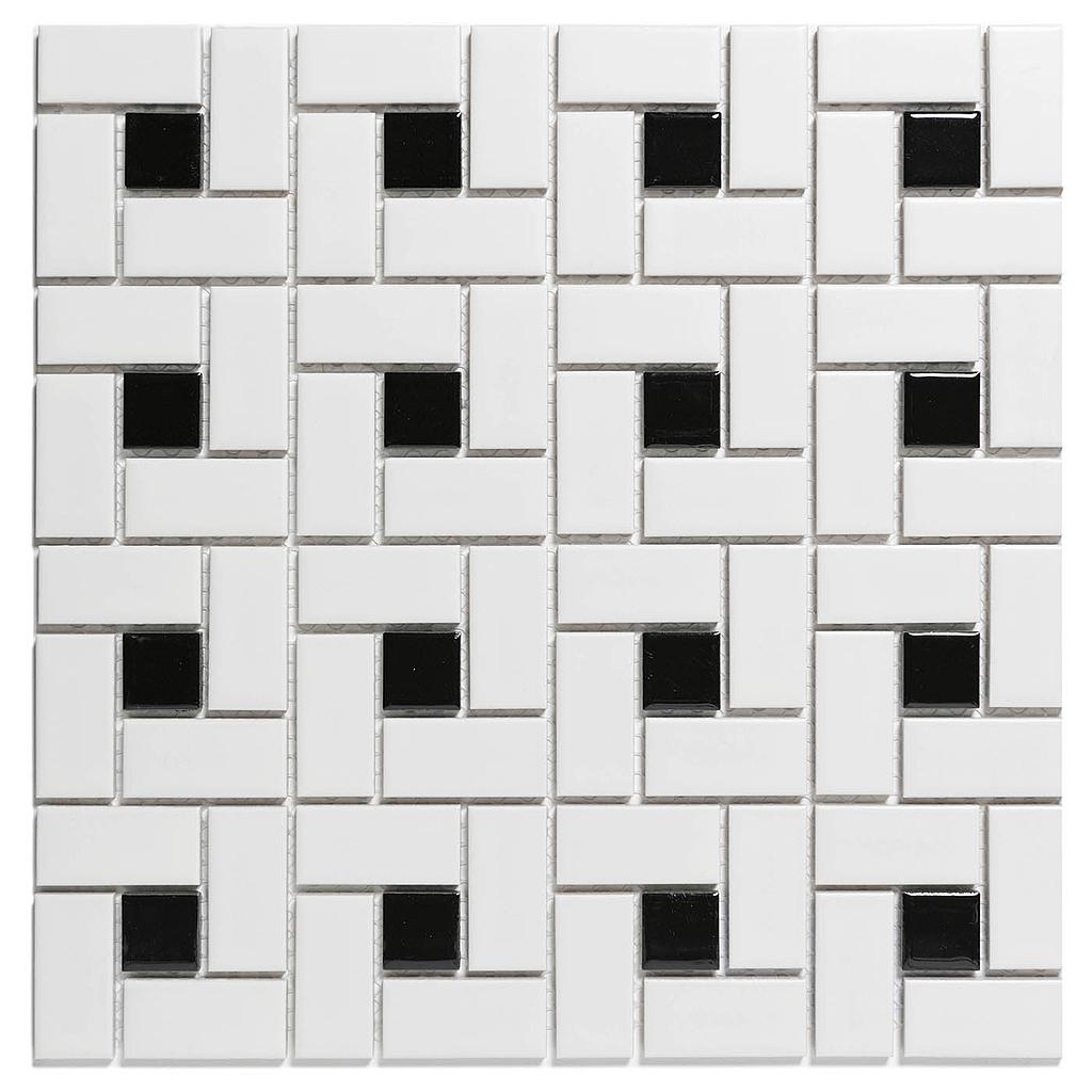 TMF PARIS (PAPW140915) Pinwheel Wit en Zwart 23x48+23x23 (0,91m²/10vel/doos)