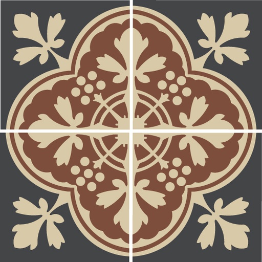 [44811] WINCKELMANS DECORATED TILES 15x15 Deauville (NOI/ROU/ONT)(0,54m²/24st/doos)
