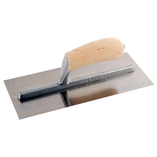 [0.004.33] SUPER PROF Pleisterspaan 330x120x0,65mm RVS met houten handgreep