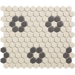 [LOH-Kensington-4] TMF LONDON (LOH-Kensington-4) Hexagon Wit met Zwart 23x26x5mm (0,78m²/10vel/doos)