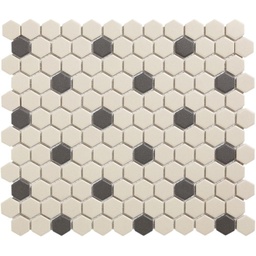 [LOH-Mayfair-18] TMF LONDON (LOH-Mayfair-18) Hexagon Wit met Zwart 23x26x5mm (0,78m²/10vel/doos)