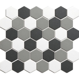 [LOH10MIX3] TMF LONDON (LOH10MIX3) Hexagon Contrast mix 51x59x6mm (0,913m²/10vel/doos)