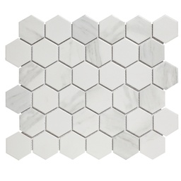 [AMH13003] TMF BARCELONA (AMH13003) Hexagon Carrara Wit 51x59mm (0,91m²/10vel/doos)