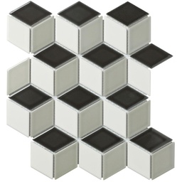 [PACU MIX1] TMF PARIS (PACU MIX1) Cubic Wit,Grijs, Zwart Mix 48x81mm (0,81m²/10vel/doos)