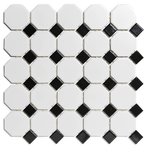 [PAOC140915] TMF PARIS (PAOC140915) Octagon Wit en Zwart 56x56+23x23 (0,87m²/10vel/doos)